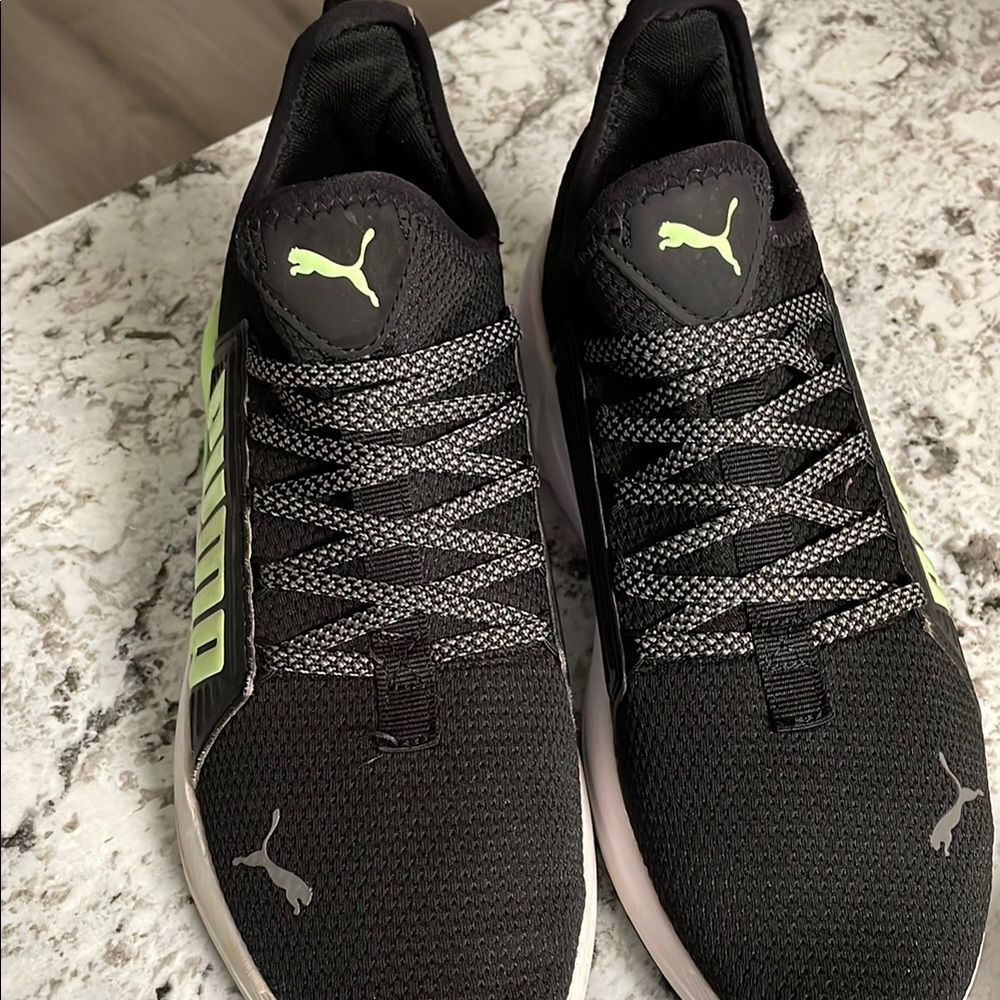 Puma Black and Green Sneakers